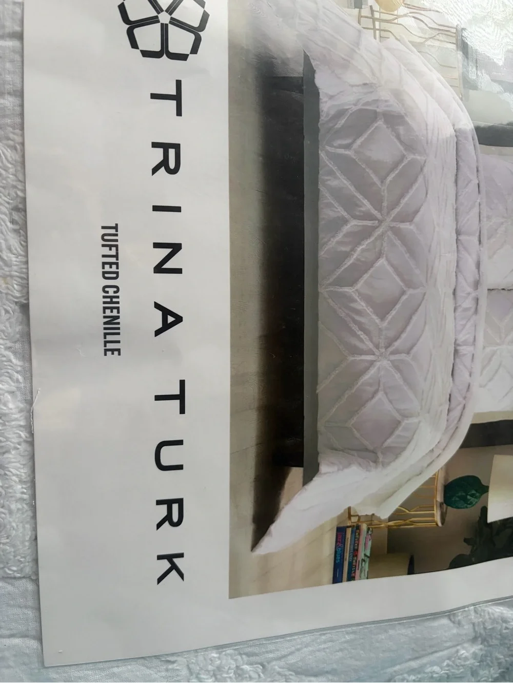 Trina Turk White Quilted Comforter Set with Textured Chevron Stitching